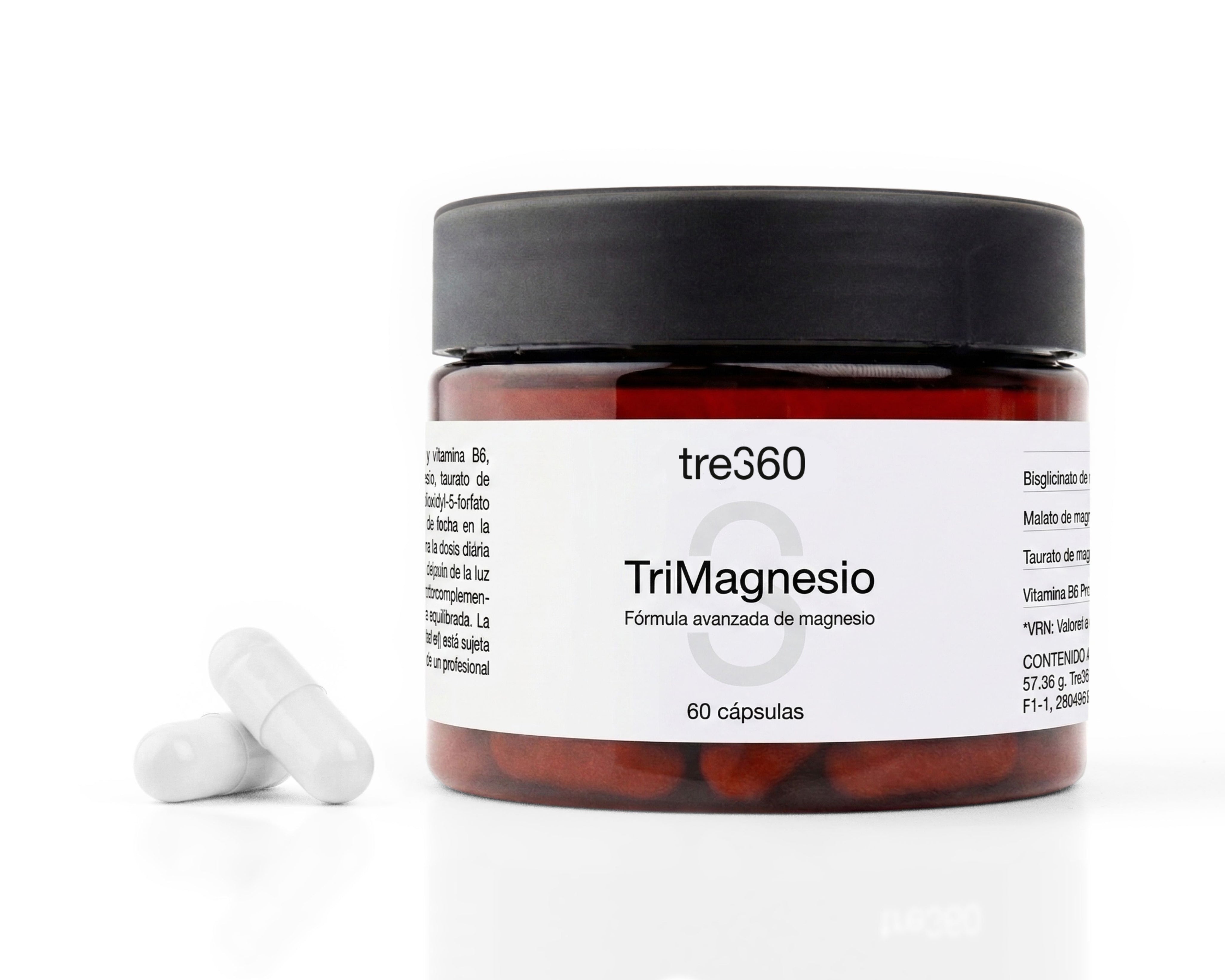 Suplemento TriMagnesio tres60 — contribuye a la función muscular normal y reducción del cansancio